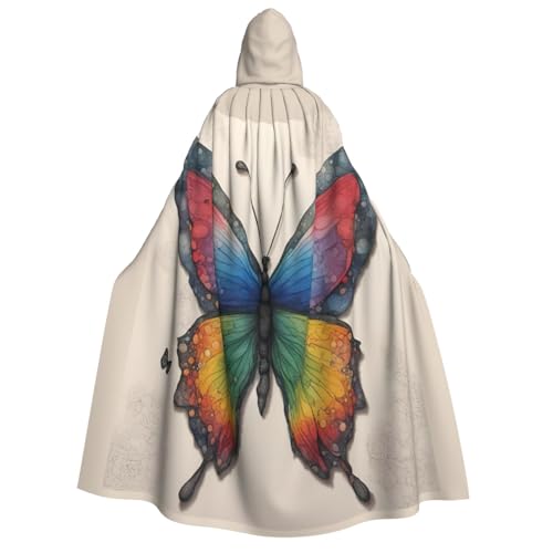 Cape de cosplay papillon arc-en-ciel 190 cm avec capuche