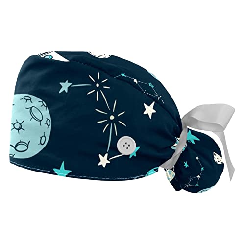 Chapeaux bouffants JDEZ 2PCS avec motif planète pour le travail