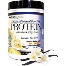 Pure 100 Percent - Undenatured Grass Fed Whey Protein by Doctors Nutra, Low Carb, Rich Vanilla Flavor, Nothing Artificial - Ultrafiltered Plus 1000 Milligrams L-Glutamine