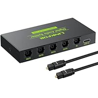 LiNKFOR Digital Optical Audio 1x4 Splitter Digital SPDIF Toslink Optical Fiber Audio Splitter 1 in 4 Out Aluminium Legierung mit optischem Kabel für PS3 Xbox Blue-Ray DVD HDTV 1 x 4 Splitter