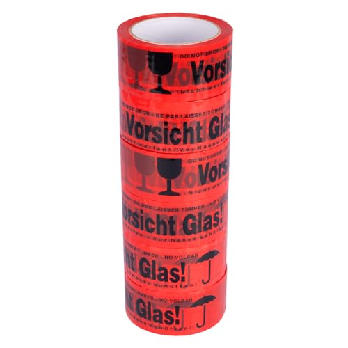 verpacking 6x VORSICHT GLAS Klebeband rei? fest normal abrollend, 48 mm x 66 lfm