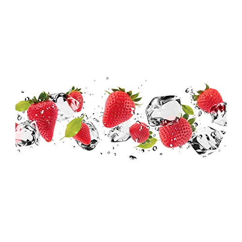 Fond de hotte en verre de sécurité trempé Tulup 100x50 cm éclat de fraises décoratif