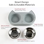 Cute Cat Bowls for Indoor Cats & Kittens – Double Stainless Steel Cat Food and Water Bowl Set, Pasco Silicone Feeding Station, 350ml Dishes for Wet & Dry Food - Image 3