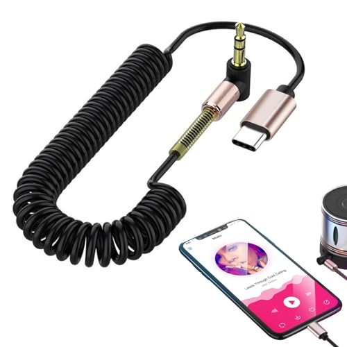 Câble USB-C avec Adaptateur Audio Stéréo 3,5mm pour Voiture - Jack Auxiliaire Rétractable