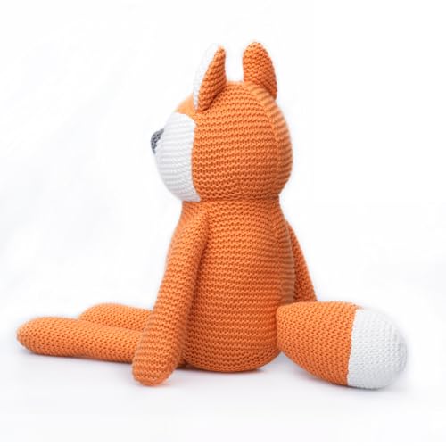 FLUFFYFUN 100% Bio-Baumwolle Kuscheltier Fuchs Baby 18cm - stofftier für Neugeborene (Orange)