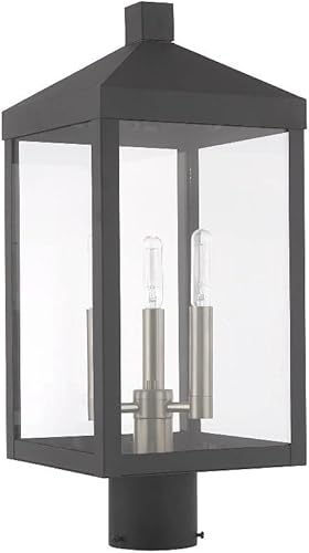 Miniatura 2 de Livex Lighting 3 faroles ligeros de níquel cepillado para exteriores