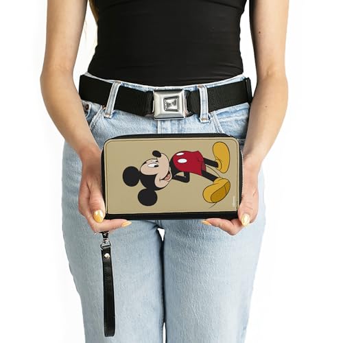 Buckle-Down Disney Wallet, Zip Around, Classic Mickey Mouse Standing Pose Yellow, Vegan Leather3