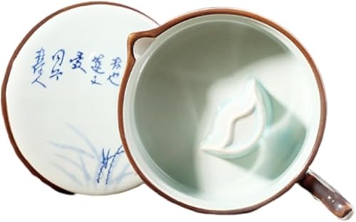 KryZaro青磁製多機能丸硯 蓋付き墨壺 + 筆置き + 筆ならし付き 書道液硯揮発しにくい 日本画・水墨画・書道用 磁器製書道具