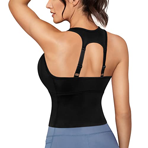 HAENPISY Womens Padded Longline Sports Bras 