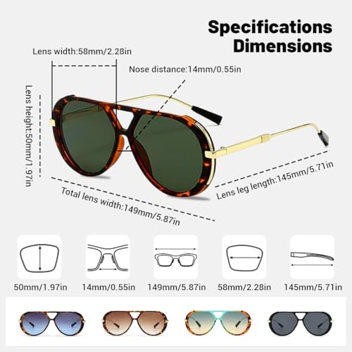 Panther Aviator Sunglasses for Women Men, Oversized Pilot Sunglasses Vintage Retro Shades4