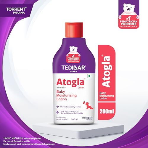 Image of Atogla Baby Lotion 200ml from Tedibar Family | No. 1* Pediatrician prescribed Moisturising Lotion- By Torrent Pharma