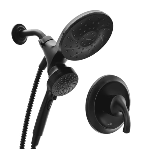 Moen Engage Matte Black Single-Handle 6-Spray Tub and Shower Faucet with Valve, Handheld Showerhead with Magnetix Docking System, 82305BL