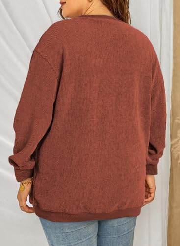 Image of Eytino Women Plus Size Sweatshirt Oversized Crew Neck Long Sleeve Tops | Fall Fashion Clothes 2026, Oversized Sweat Shirt, Soft Comfy Pullover, Travel Casual Work Lounge Daily Outfit
