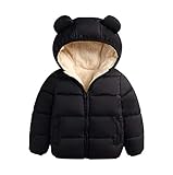 Winter Down Coats for Infant Baby Boys Girls Fleece Lined Puffer Jacket Pockets (Black, 90(3-6m))