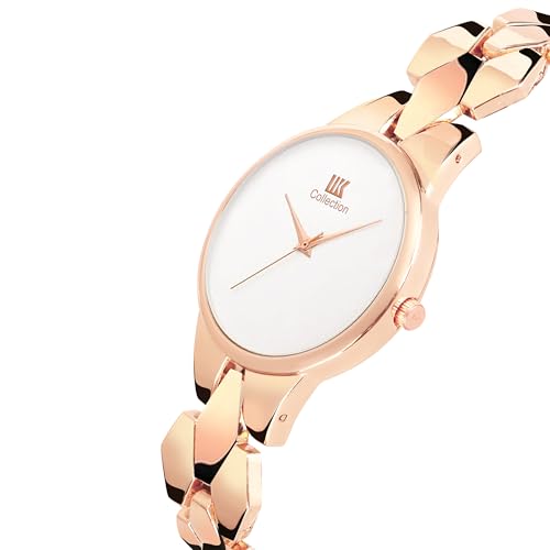 Image of IIK COLLECTION Watch for Women Round Dial |Analogue Quartz Movemnet Ladies Watch|Long Battery Life|Stainless Steel Adjustable Bracelet Chain Strap|Fancy Clasp Safety Watch for Woman