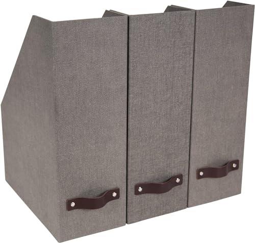 Bigso Box Of Sweden Bigso Estelle Canvas Fiberboard Upright Magazine Storage Box | Magazine Holder & Organizer For Papers With Leather Handle cover