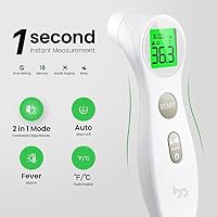 Femometer Stirnthermometer für baby Kinder und Erwachsene, Fieberthermometer kontaktlos mit Fieberalarm, 1s sofortig genaues Messwert, Weiß – Ansicht 2