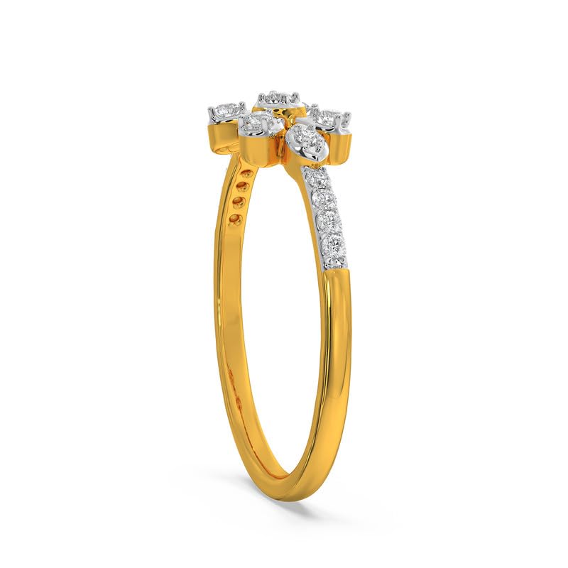Image of KISNA 14k / 18k Real Gold & Diamond Ring | Diwali, Rakhi Rakshabandhan Gift for Sister /Bhabhi /Women | With Certificate of Authenticity & BIS-Hallmarked Gold Jewellery | Lauren Ring
