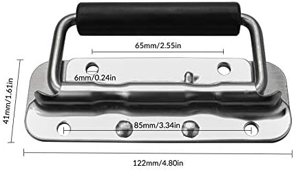NORSON-NADISHA 2Pcs Box Handles Spring Folding Handle Metal Chest Handle Flight Case Handle, 122x41mm Stainless Steel Spring Loaded Box Handle Luggage Hardware for Toolbox Storage Boxes Replacement