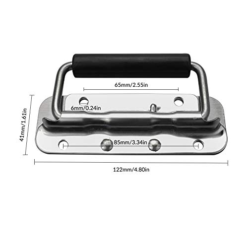 NORSON-NADISHA 2Pcs Box Handles Spring Folding Metal Chest Handle, 122x41mm Stainless Steel Spring Loaded Flight Case Handle for Toolbox Storage Boxes Luggage Hardware Replacement