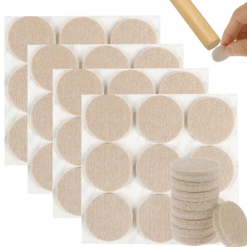 36pcs Round Felt Pads for Furniture Feet, Scettar Adhesive Felt Pads for Hardwood Floors 40mm, Round Wrapped Felt, Anti Scratch Floor Protectors to Soundproofing,Protect Your Wood Floor, Tiled Floor