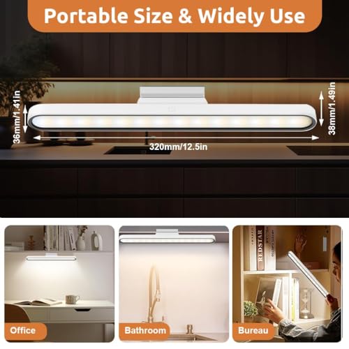 Image of FLYNGO 3 Color LED Rechargeable Touch Lamp, Magnetic Stick-On Cabinet Light USB Charging & Adjustable Brightness for Study, Wardrobe, Closet, Desk, Kitchen, Power Cut (1188-30CM)