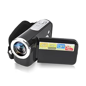 16X HD Digital Video Camera Camcorder, Portable Children Kids Digital Camcorder with 2 Inch Color TFT LCD Display Suitable for Exercise/Cycling/Mountain Climbing/Running(Black)