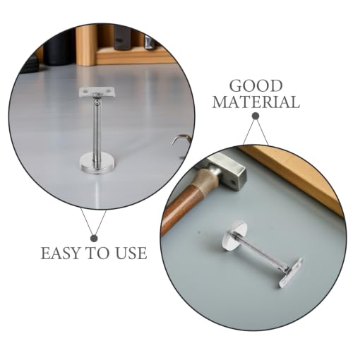 Support rampe escalier inox argenté 4 pièces pour fixation murale robuste - 3