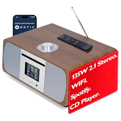 Internet Radio, FM Radio, Spotify Conect, Bluetooth Speaker, 2.1 Music System, Lemega M3P (White Oak) (M5P Walnut)