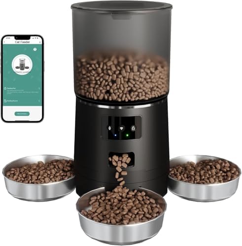 6L Alimentador automático para 3 gatos e 3 cães pequenos, aliment...