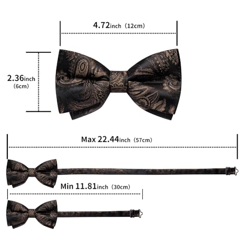 Corbata de moño Paisley preanudada con pañuelo y gemelos miniatura 6