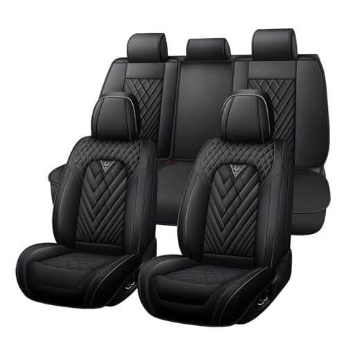 DZJD Car Seat Covers Full Set for Mercedes-Benz Sprinter 2010-2026, Anti-Slip Full Coverage Car Seat Covers, Waterproof Nappa Leather Car Seat Cover Sets(5 Seats/Black)
