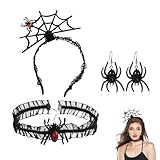 Set de diadema y collar de araña para divertirte más en las fiestas: este set de diadema y collar de araña para Halloween está fabricado con fieltro de alta calidad y cintas de encaje negro, lo que lo hace no solo cómodo, sino también muy práctico. Es adecuado para la mayoría de las personas y es un accesorio ideal para hacer fotos con la familia y los amigos. ¡Su diseño exquisito y único aportará diversión y emoción a tu fiesta!