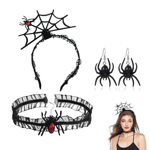ARYIMYDP 1 conjunto de tocado lustre Halloween para adultos, diadema teia de aranha, acessório escuro para festa de fantasias, material elástico e reutilizável, ideal para decoração e cosplay