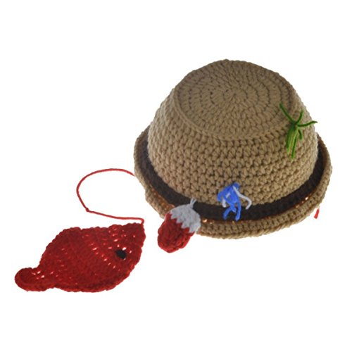 A-Cool Newborn Photography Props Baby Photo Outfits Crochet Fishing Fisherman & Fish Hat Diaper （0-12 Months） #TOP3