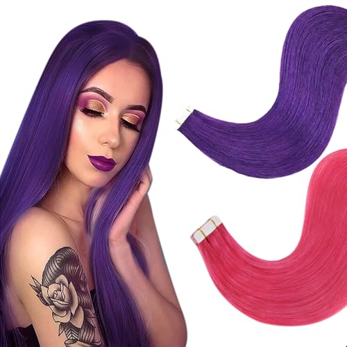 RUNATURE Bundles Hot Pink and Purple Tape in Hair Extensions