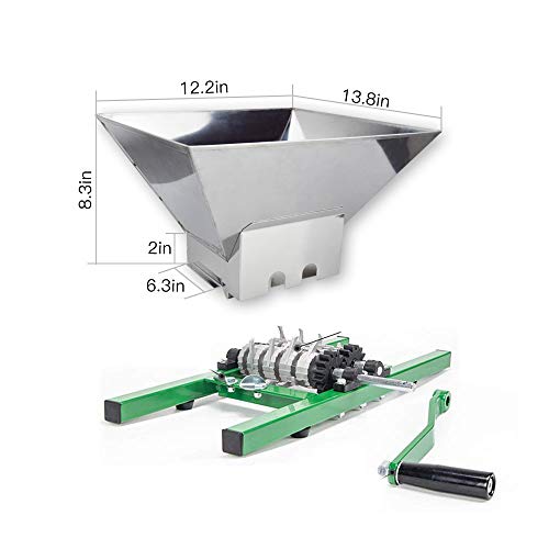 Image of Fruit and Apple Crusher - 7L Manual Juicer Grinder, Portable Fruit Scratter Pulper for Home Brewing & Cider Pressing (Stainless Steel, 1.8 Gallon, Green)