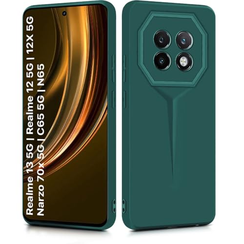 Image of WOW IMAGINE Back Cover for Realme 13 5G | Realme 12 5G | 12X 5G | Narzo 70x 5G | C65 5G | N65 | Blade Series Ultra Thin Case | Camera Protection | Soft Matte Silicone Flexible Mobile Case - Green