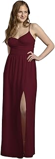 Chiffon Spaghetti Strap A-Line Dress with Slit