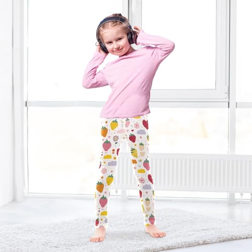 Boccsty Cute Colorful Strawberry Heart Girls Leggings Kids Yoga Pants Dance Active Tights 4T4