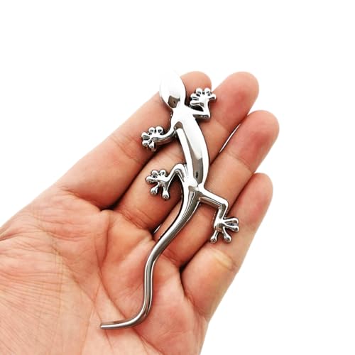 Image of 2 Pcs 3D Spiders Chrome Emblems Badges Sticker Car Decorations for AirPods Ma Decoration for All Universal Car Vehicle, Truck, Motorcycle, RV, Scooter, SUV, Door, Window Spider (2 Pcs Gecko-Silver)