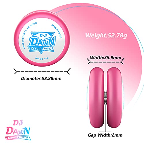 Yostar D3 Yoyo, Plastic Looping Yoyo, Responsive Yoyo For Kids Beginner, Professional Yoyo Easy To Play 2A Tricks Yoyo, With 6 Yoyo Strings, Yoyo Glove, Yoyo Bag (Pink White) #TOP4