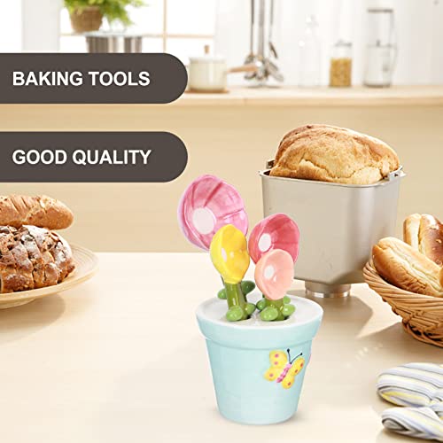 Zerodeko 1 Conjunto Colher de Medição de de Flores Colheres de Medição de Cozimento de Cerâmica Colh