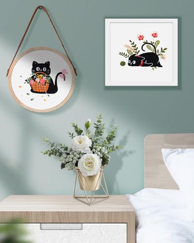 Image of TINDTOP 2 Pack Embroidery Kit for Adult Beginners, Embroidery DIY Starter Kit, with Black Cat and Flowers Stamped Patterns, Hoop, Tools, Colorful Threads with Needles, Instructions | 2 Pack with Black Cat And Flowers Stamped Patterns, Hoop, Tools, Colorful Threads with Needles, Instructions