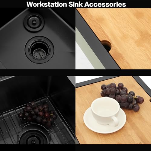 LQS Black Stainless Steel Undermount Bar Sink, 15" x 17" Small Wet Bar Sink and RV Kitchen Sink Workstation, 16 Gauge Stainless Steel Kitchen Sink with Abundant Accessories For RV, Outdoor, Coffee Bar