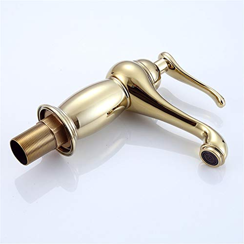 Robinet de lavabo cuivre doré titane mitigeur monotrou eau chaude - 3