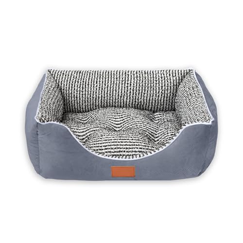 BESCH Cama para Perros 57x42x17cm Suave y Cómoda con Base Antideslizante Antiestres Tela Resistente a los Arañazos   Lavable y Transpirable para Mascotas Pequeñas, Medianas y Grandes (Gris)
