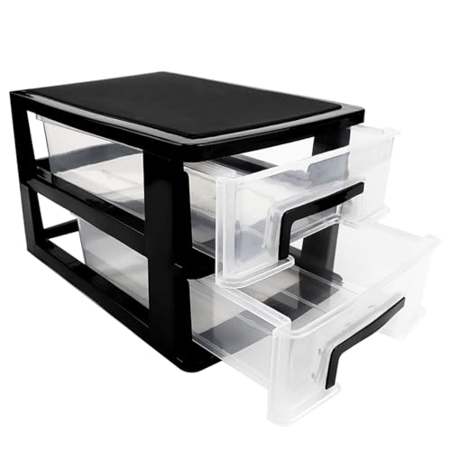 2 Tier Plastic Drawer Organizer Storage Box for Desk, Cosmetics, Jewelry, Office Supplies, Home Organization (8.46" x 5.9" x 5.11")
