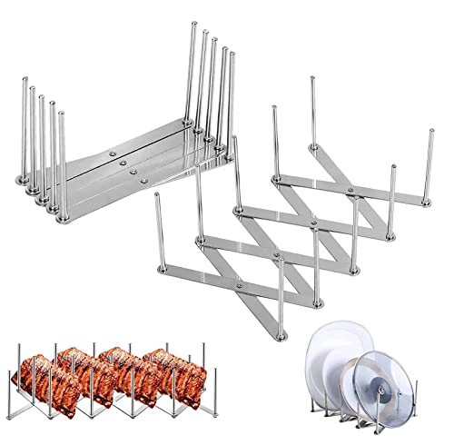 2 Piezas Soporte ajustable para tapa de ollas de acero inoxidable Organizador de Olla Soporte...