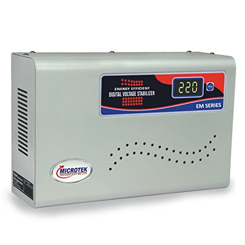 Microtek EM4150 Digital Display Wall Mounted Automatic Voltage Stabilizer for AC up to 1.5 Ton Working Power 150V-280V (Grey) with 3 Year Warranty